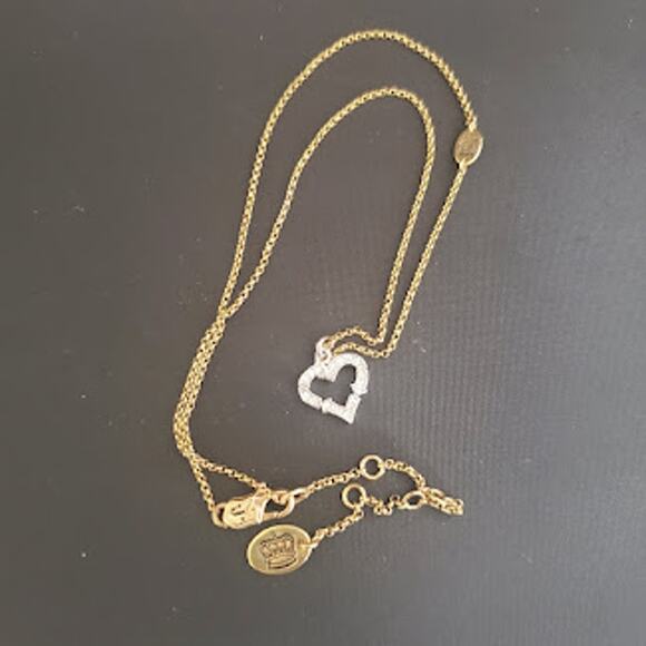 VTG Juicy Couture Recycling Heart Wish Necklace Gold Tone‎ Pave Heart In Box - Picture 3 of 8
